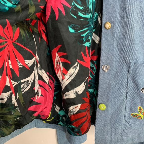 Meghan Fabulous Boheme Butterfly Bomb Jacket Denim Womens Small - Picture 9 of 16